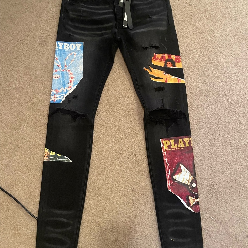 Amiri x Playboy Magazine Skinny Jeans “Aged Black” Size 33